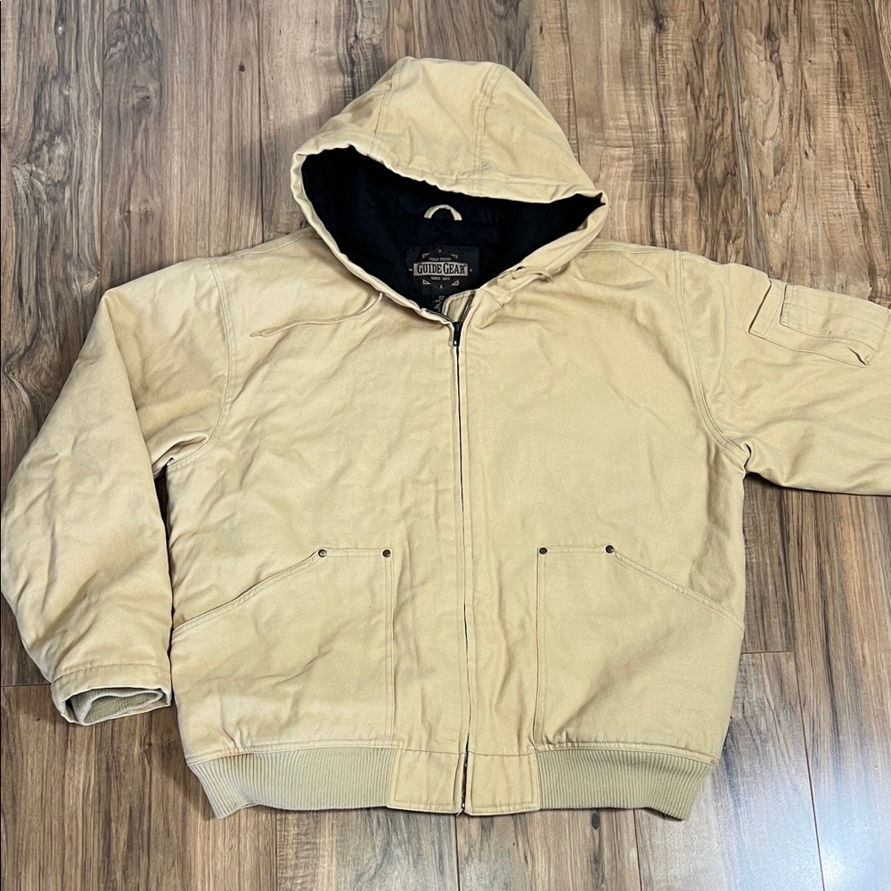 Guide Gear Tan Canvas Field Lined Work Hooded Jacket Mens Sz XXL